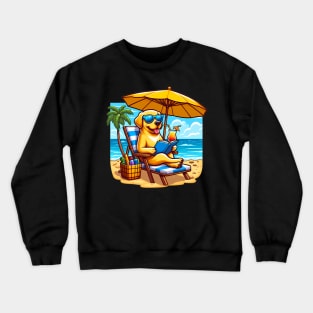 Funny Labrador Retriever with Sunglasses at the Beach Crewneck Sweatshirt